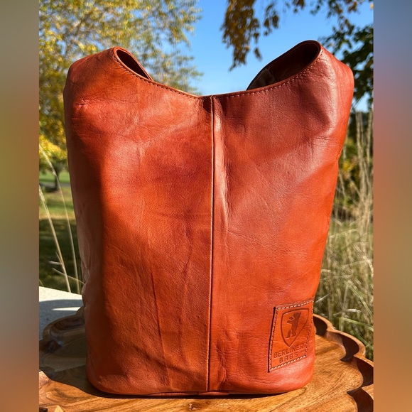 Vintage Berliner Bag Emelia Brown Leather Hobo Shoulder Bag EUC - Picture 16 of 17